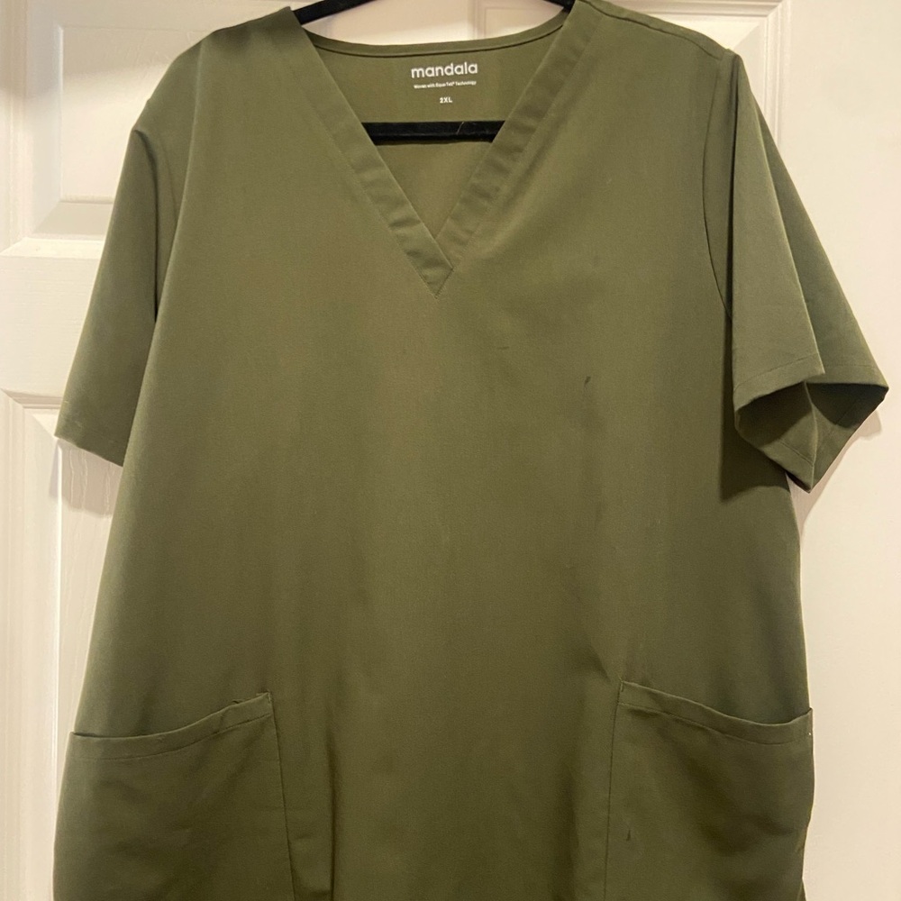 Mandala Women's Olive Green Scrub Top - 2XL
